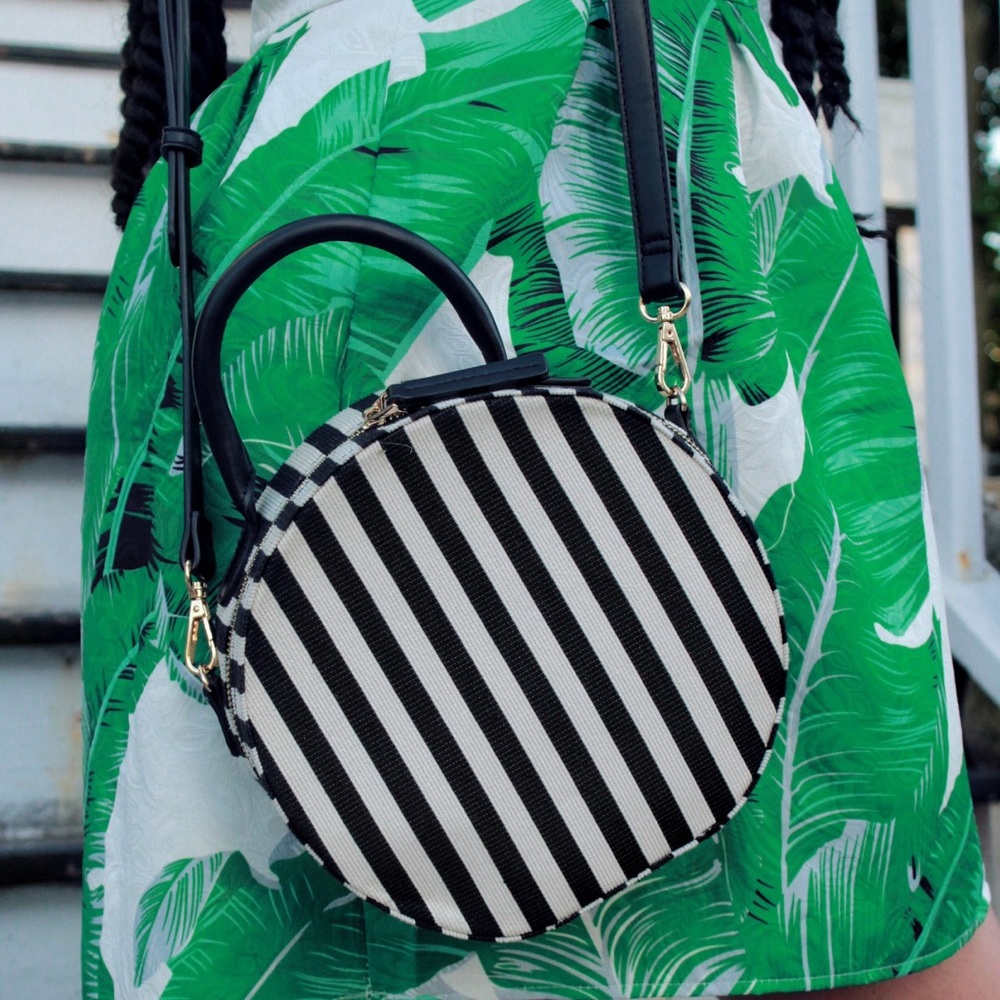 Stripe Circle Top Handle Handbag